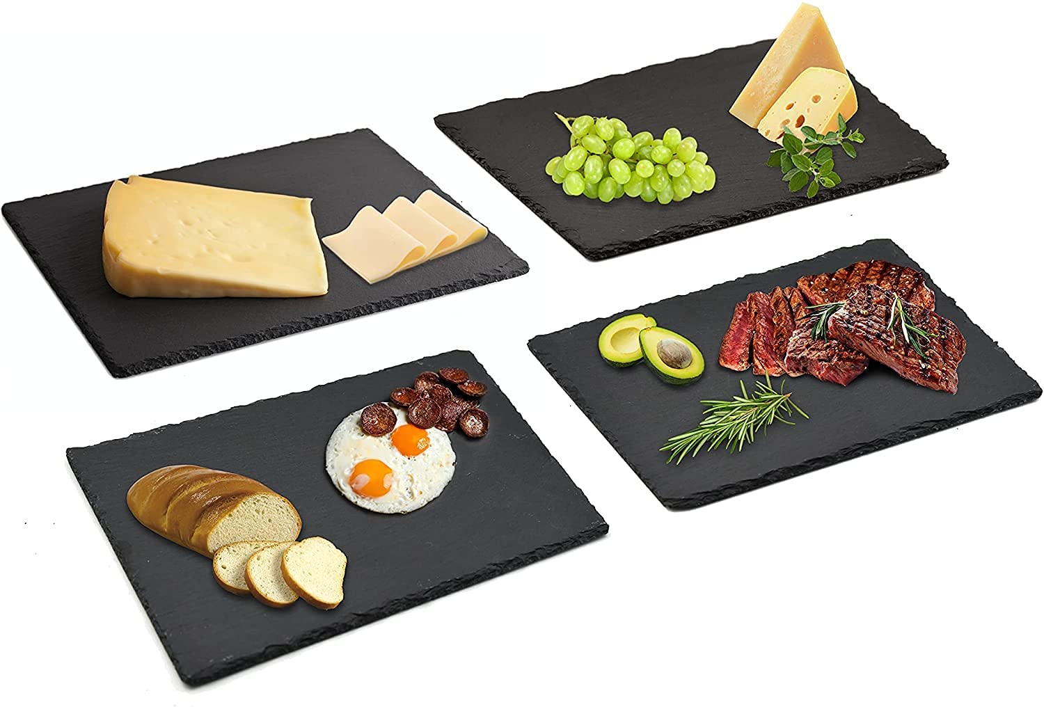 Buy Lushh Natural Stone Rock Slate Plates Black Gourmet Serving Platter ...