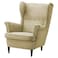 In House 2 Pieces Chair King Velvet With Two Wings And FootStool - Dark Ivory - E3