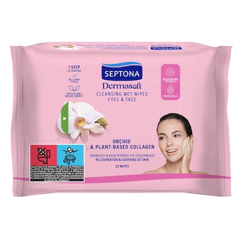 Septona Dermasoft Orchid Makeup Removal Wet Wipes 20 Count