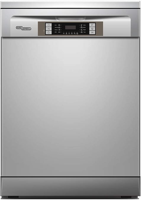 Super General 14 Place Settings Freestanding Dishwasher, Silver, SGDW1601SS