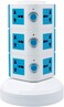 3 Layers Extension Outlet With 2 USB Ports, Universal Vertical Multi Socket, 2.8M Cord and UK-Plug Multi Charging Station (Blue)