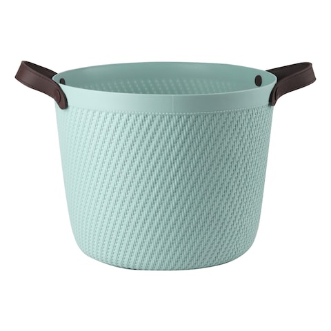 MyChoice Straw Weaving Pattern Round Storage Basket Blue 17L