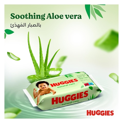 Huggies Natural Baby Wipes, Aloe Vera Wipes, 1 Pack x 56 Wipes