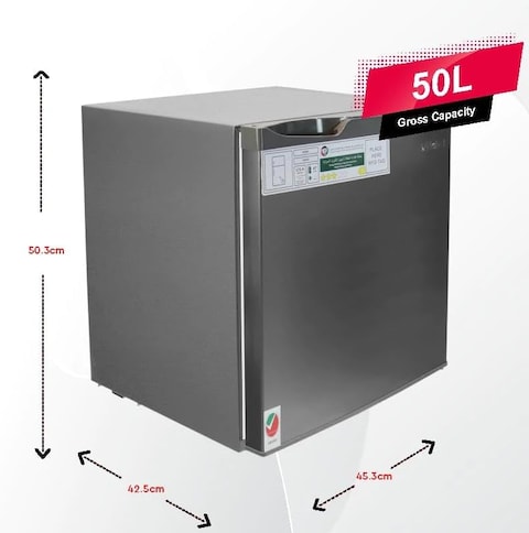 Nobel 47L Net Capacity Single Door Refrigerator Defrost, Mechanical Control, Shelf, Bottle Rack, Adjustable Foot , R600a Refrigerant, With Inner Lamp Silver NR65S