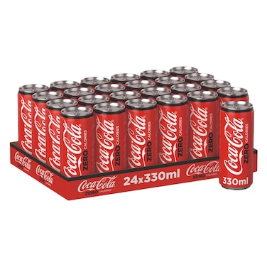Coca Cola Soft Drink Zero Calories 330ml x Pack of 24