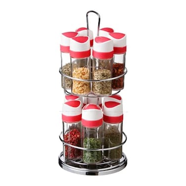 طقم برطمانات توابل هوم مع حامل - 12 قطعة