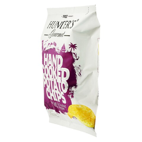 Hunter&#39;s Gourmet Sea Salt And Crushed Black Pepper Hand Cooked Potato Chips 125g