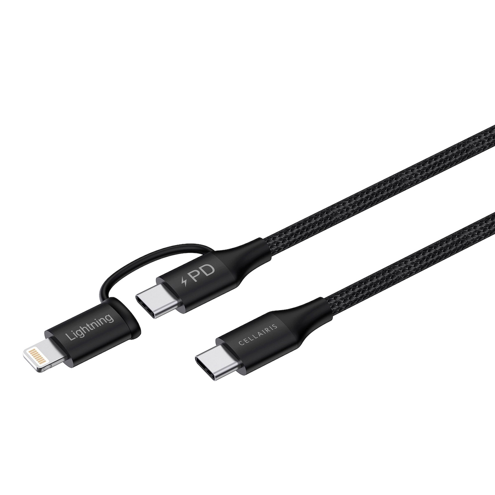 Cellairis 2-In-1 USB Type-C To Lightning Port Data Sync Charging Cable Black