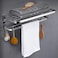 Decdeal - Towel Rack for Bathroom Double Towel Bar with Shelf  Folding Shower Towel Holder Wall Mounted Stainless Steel Hotel Style