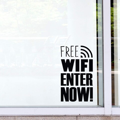Pulse Vinyl Free Wifi Business Sign - 16&quot; X 10&quot; - Decoration Vinyl Stickers - Window Sign Vinyl Decals