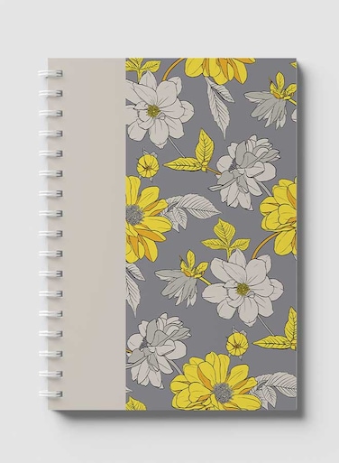 Lowha Spiral Notebook With 60 Sheets And Hard Paper Covers With Abstract Floral Vector Design, For Jotting Notes And Reminders, For Work, University, School