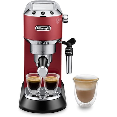 DeLonghi Dedica Style Espresso Coffee Machine EC685, 1300 W, 1.1 L, Red, Metal, Button Control