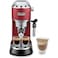 DeLonghi Dedica Style Espresso Coffee Machine EC685, 1300 W, 1.1 L, Red, Metal, Button Control