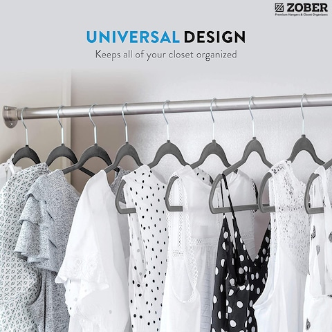ZOBER Nonslip Velvet Hangers - Suit Hangers (100-pack) Ultrathin Space-Saving 360-Degree-Swivel Hook Strong and Durable Clothes Hangers Hold Up-to 10 lb, for Coats, Jackets, Pants, &amp; Dress Clothes