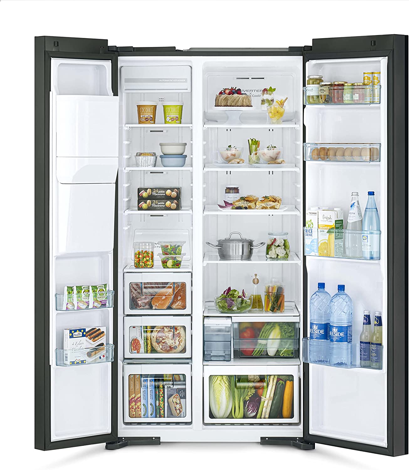 Hitachi 569L Net Capacity Side by Side 2 Door Refrigerator With dispenser Glass Silver- RSX700GPUK0GS