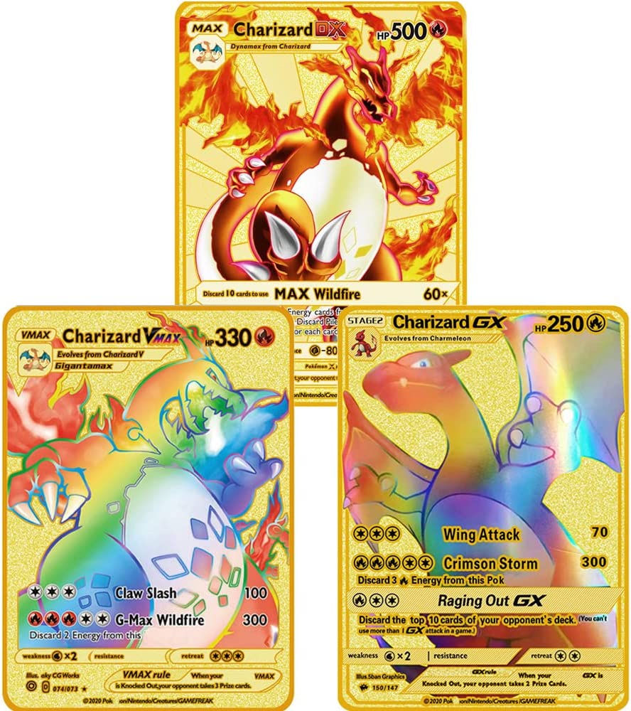 Buy Ahakac Charizard Dx Metal Gold Card, Collector's Rare Shiny Limited ...