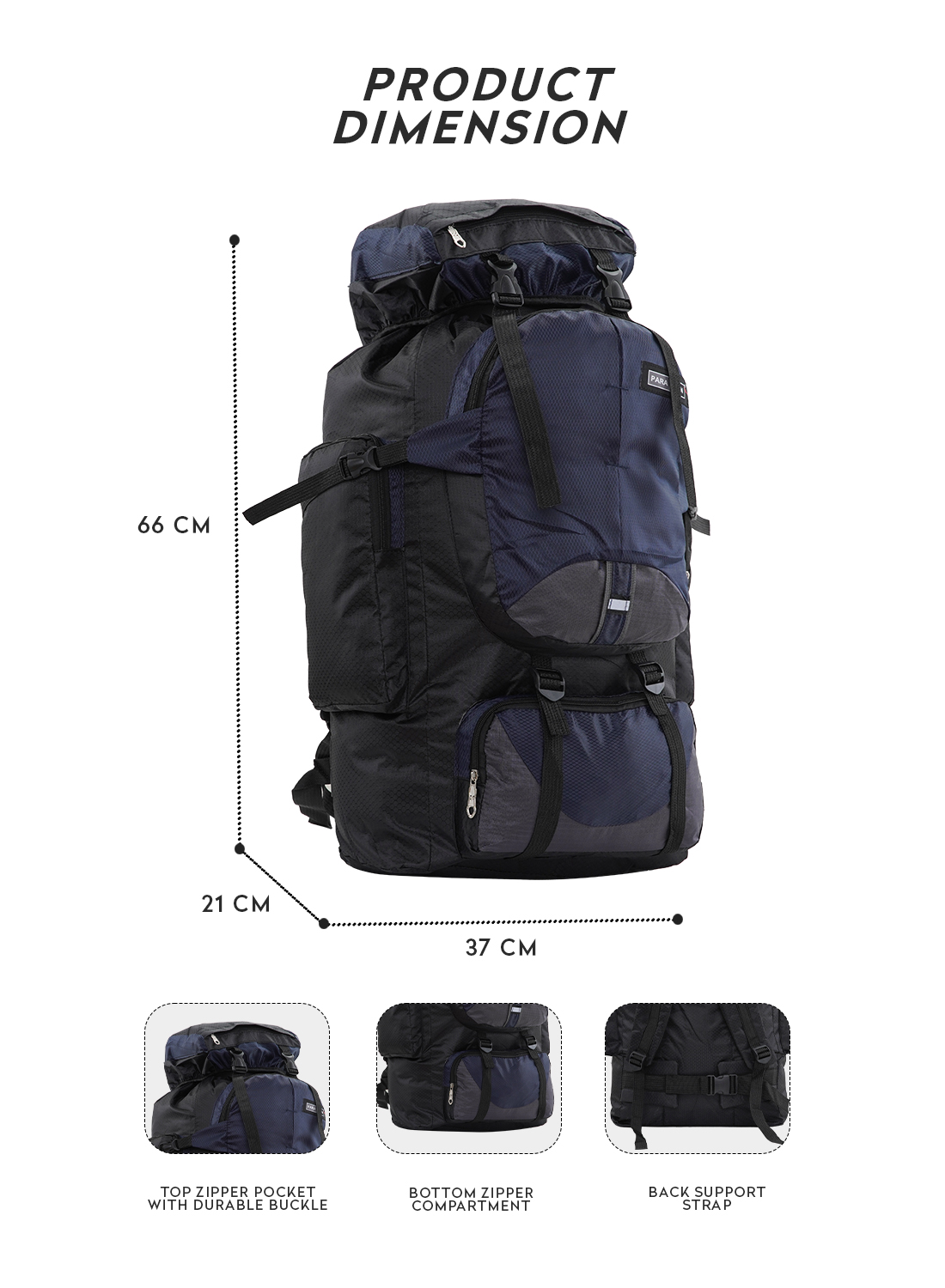 Para John Top Class Mountain Bag, perfect travel partner, multipurpose bags suits for trips and trekking, unisex heavy backpacks