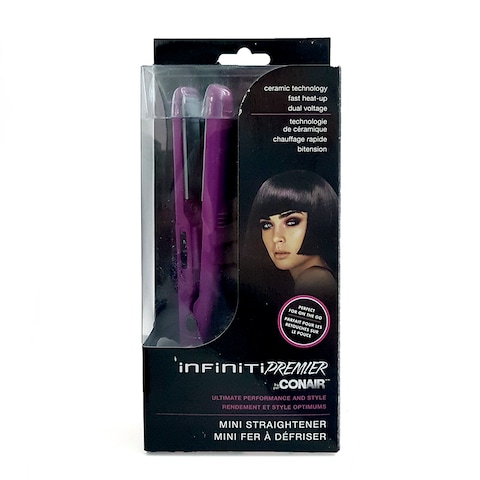 INFINITI PREMIER BY CONAIR Mini Ceramic Hair Straightener, Purple