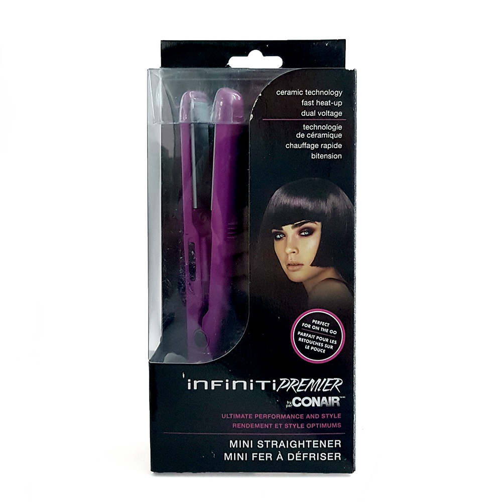 INFINITI PREMIER BY CONAIR Mini Ceramic Hair Straightener, Purple