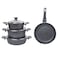 In House 7 Pieces Turkish Granite Cookware Set With Steel Lid - Grey