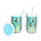 2-Piece Pineapple-Shaped Drinkware Tumbler for Cold Beverages with Reusable Straw Light Turquoise 450ml each