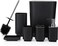 Bathroom Accessories Set of 6 Modern Design 6 Pieces Bathroom Accessory Set Soap Dispenser Toothbrush Holder Tooth Mug Soap Dish Toilet Brush Rubbish for Bathroom Home Decor (Black)