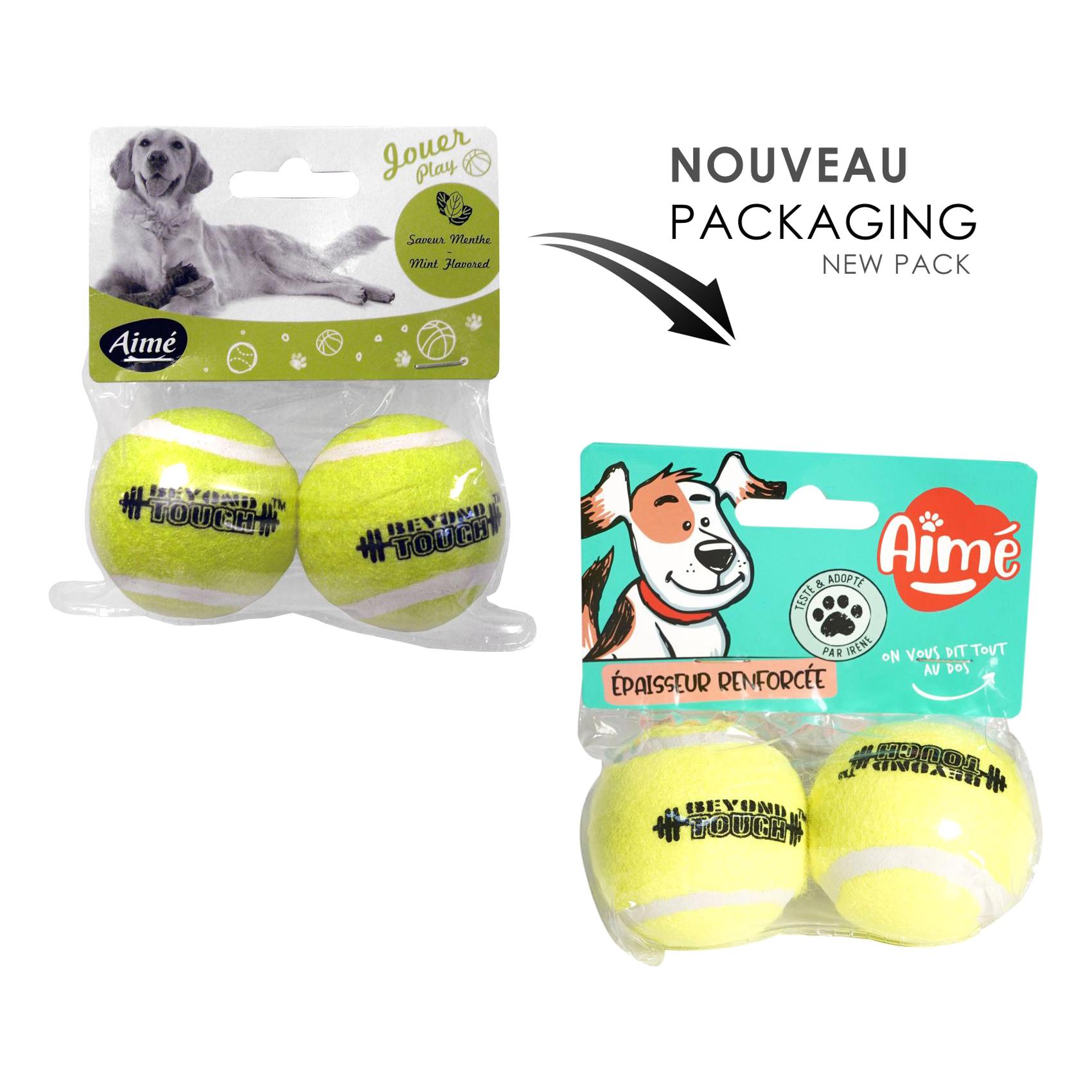 Agrobiothers Aime Tennis Ball Dog Toy 5cm Pack of 2