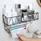 Cozy Nest Floating Shower Caddy Self-Organizer with Tissue Holder and Hooks,No-Drilling Rustproof Iron Wall-Mounted Cosmetic Storage Shelves for Toilet Kitchen