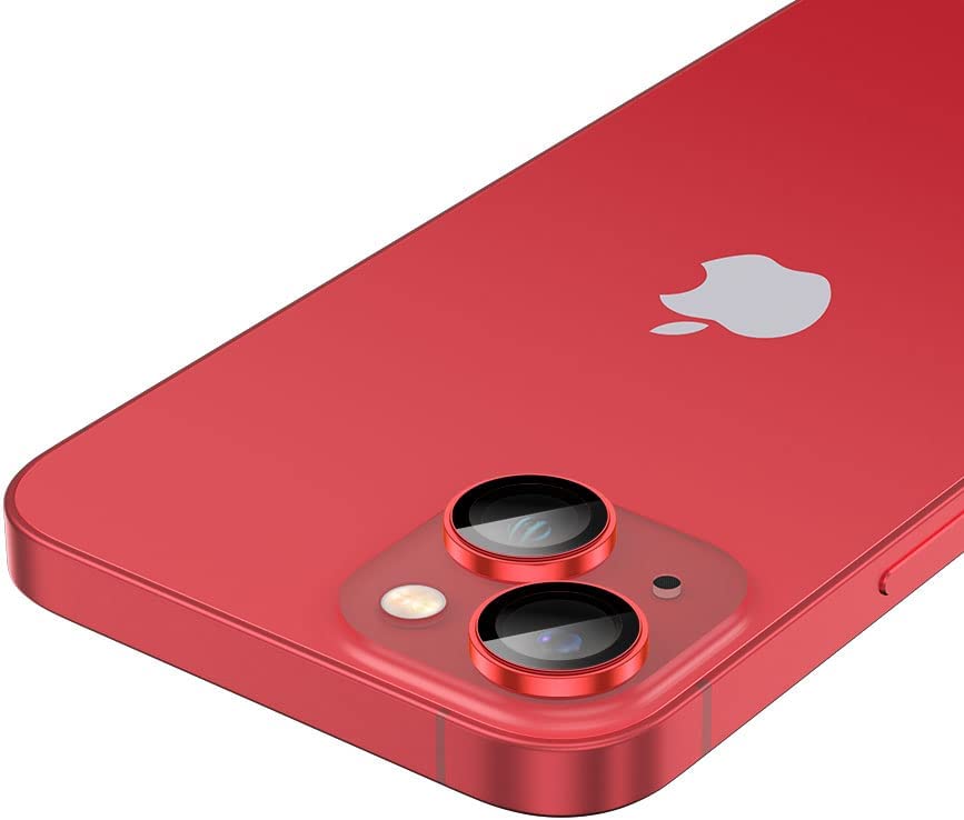 Amazing Thing iPhone 14 and iPhone 14 PLUS Camera Lens Protector Supreme Tempered Glass Aluminum AR Lens Defender - Red