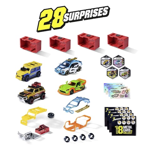 Majorette Tune Up&#39;s Series 2 With Chrome Effects 28 Surprises Metal Cars Playset 5+ Years