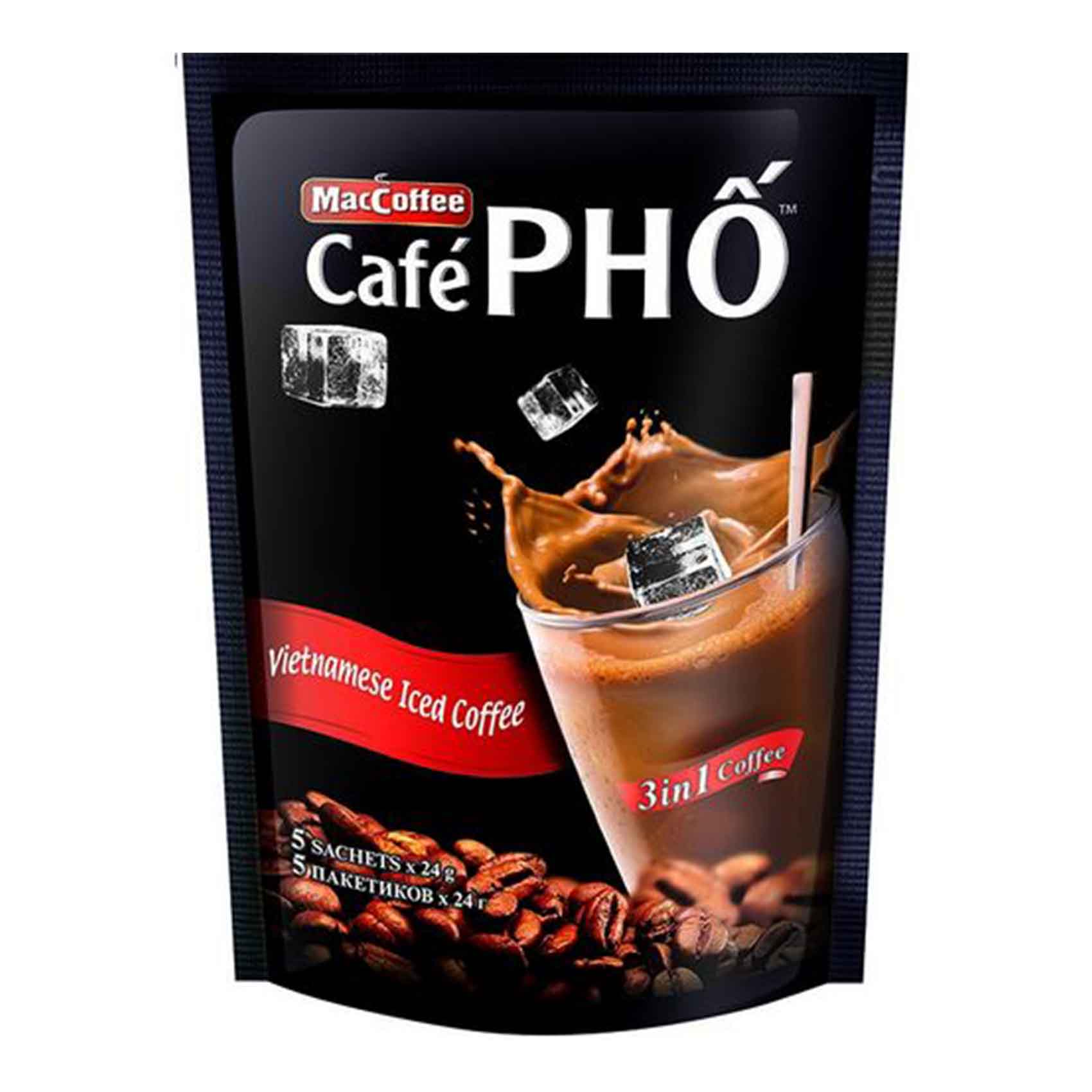 Maccoffee Cafe PHO 3 In 1 Instant Iced Coffee 24g x Pack of 5