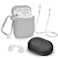 Ozone - 6 in 1 Airpods Travel Kit Waterproof Silicone Case with Keychain/Strap/Earhooks/Storage Box for Apple Airpod 2/1- Grey