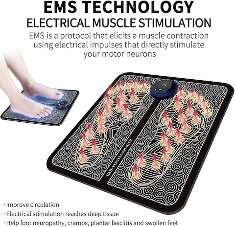 Generic EMS Electric Foot Massager, Massage Mat Pain Relief Foot Pad, Folding Portable Massage Foot Mat USB Rechargeable