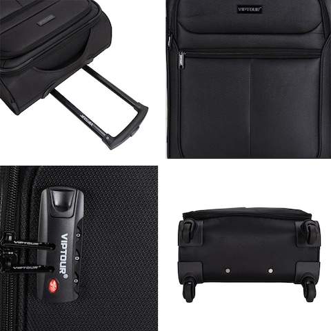 VIPTOUR Lightweight Single Piece Fabric Luggage 20 Inch Trolley Bag With 4 Spinner Wheels