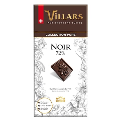 Villars Pure 72% Dark Chocolate Bar 100g