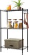 3 Tier Narrow Metal Wire Shelving Rack - Adjustable Steel Storage Shelves, Organizer for Kitchen, Pantry, Laundry, Office