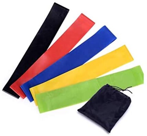 Generic 5 Color Body Building Yoga Stretch Bands Fitness Resistance Belt Fitness Rubber Band Elastic Exercise Straps