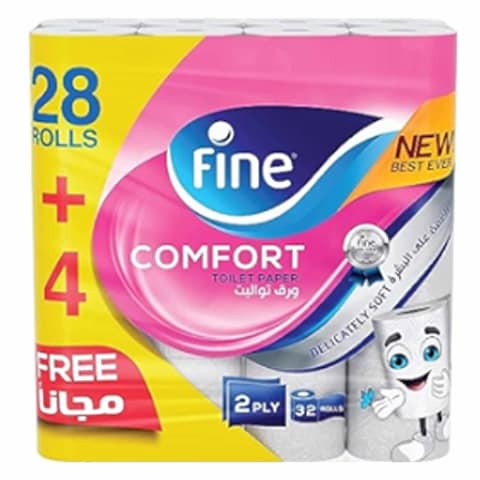 Fine Comfort Silky Soft Toilet Paper Roll 28Rolls+4 Free