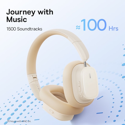 Baseus Bowie H1i Noise-Cancellation Wireless Headphone 100 Hours Playing Time Low Latency Bluetooth V5.3 Headset White