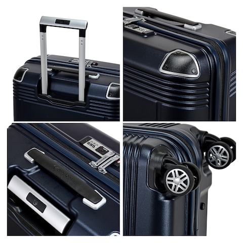 Eminent Hard Case Travel Bag Medium Luggage Trolley Polycarbonate Lightweight Suitcase 4 Quiet Double Spinner Wheels With Tsa Lock KK10 Night Blue
