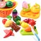 AMOSTING Kids Pretend Food Play Kitchen Toys for Kids, Plastic Food Fruit Cutting Set for Kids Play Kitchen Set, 37 Piece Kitchen Play Food for Kids Learning Gifts Early Educational Toys