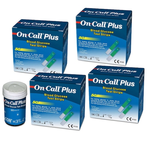 On Call Plus Blood Glucose Monitoring System with 4 Packs  Blood Glucose Test Strips 50 Count Each