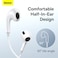 Baseus Type C Headphone, USB C Wired Earbuds with Microphone &amp; Volume Control, In-ear Headphones for iPhone 15 Pro Max, iPad Pro/Air, Samsung (White)