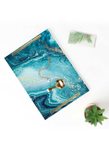 Lowha Decorative Acrylic Serving Tray With Gold Metal Handles And Modern Design 20x30 cm