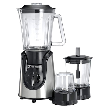 خلاط بلاك اند ديكر BX600 مع مفرمة لحم وقطاعة - 600 واط - أسود