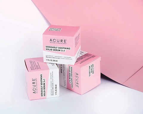 Acure Seriously Soothing Solid Serum 3 In 1, 100% Vegan, For Dry To Sensitive Skin, Blue Tansy &amp; Black Currant, Multi-Functional - Spot Treatment, Hydrating Facial &amp; Cleansing Balm, White, 1.7 Fl Oz
