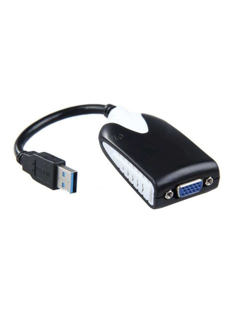 Generic - USB 3.0 To Vga Display Graphic Converter Adapter Cable 1920X1080 Hd Win7/8 White/Black