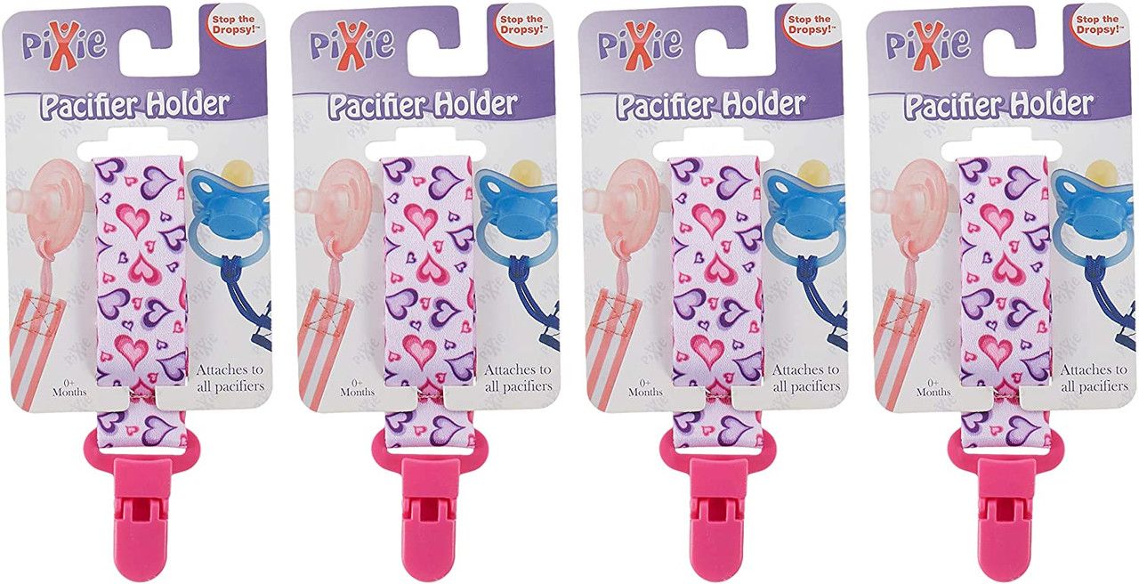 Buy Pixie Pacifier Holder Heart Print (Pack of 4) Online | Carrefour UAE