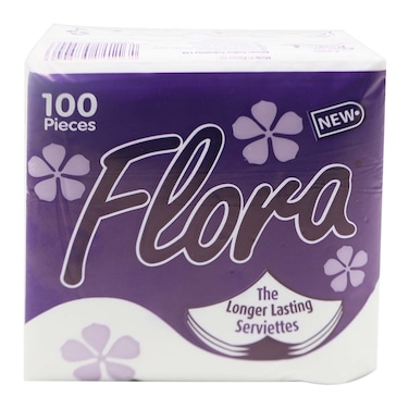 Flora Serviettes White 100S