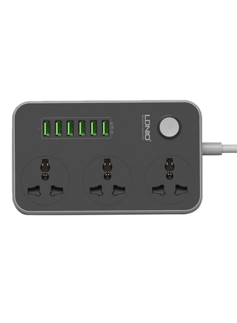 Ldnio - 6-Port USB Power Strip (EU Plug) Black 162x 97 x 38millimeter